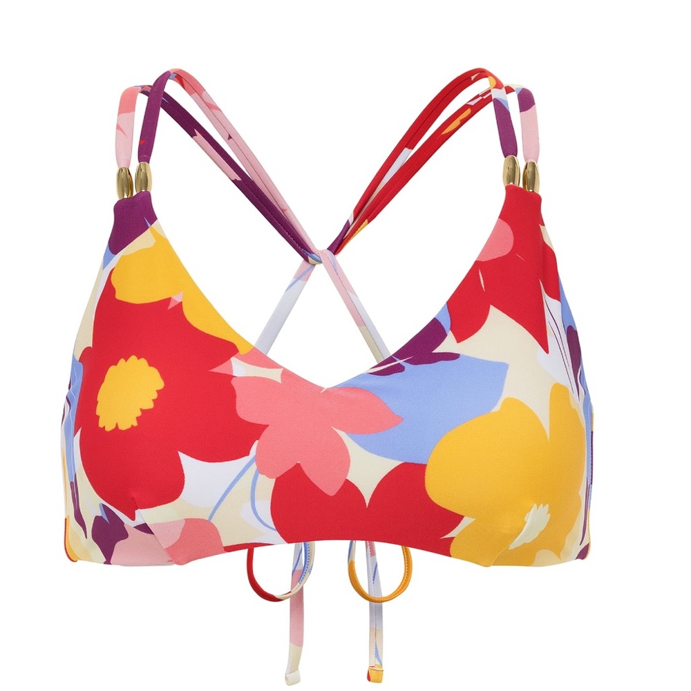 Bikini Top Time and Tru Women's Floral X-Back Swim Top plus size 1X